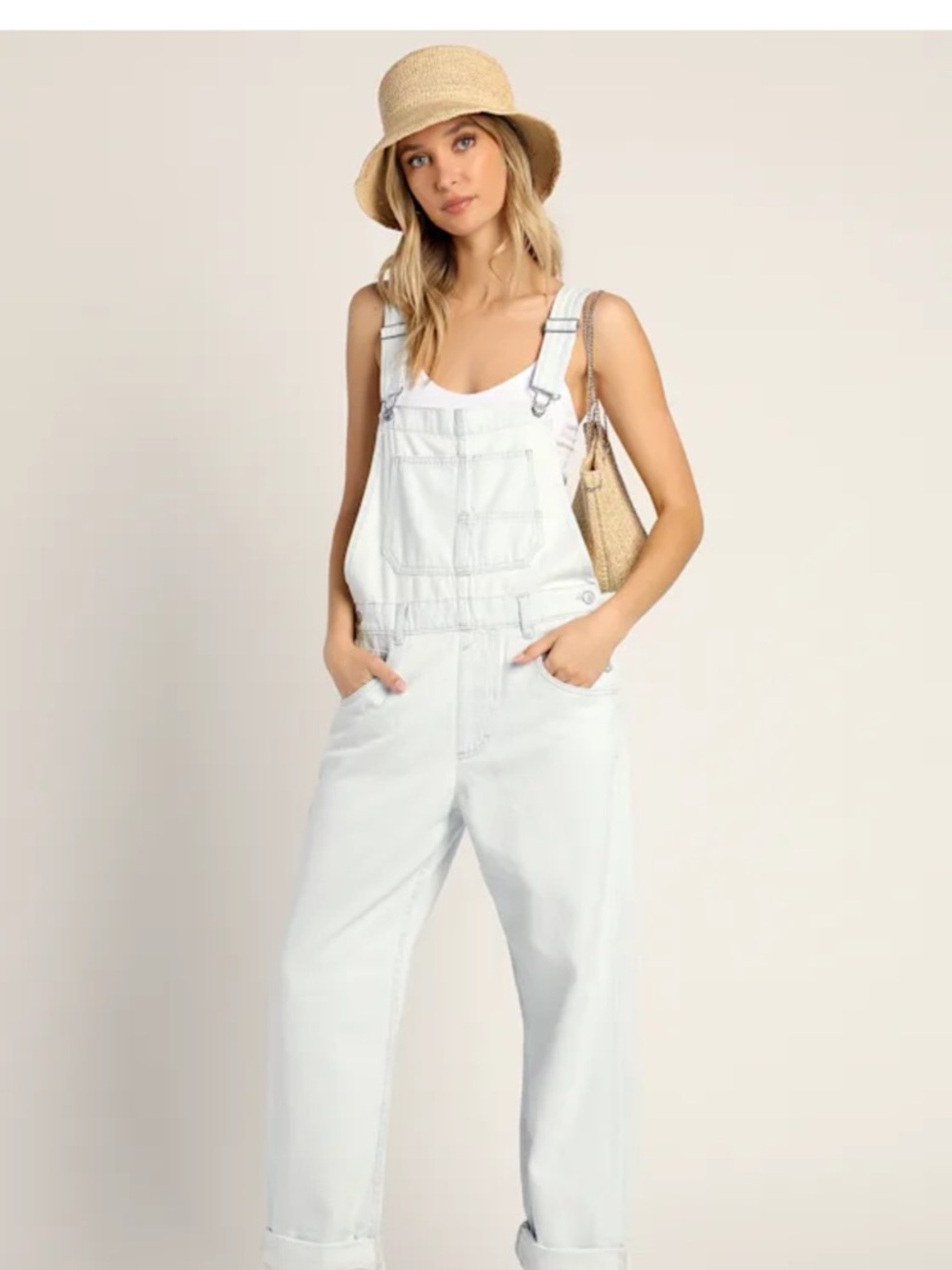 New w/Tags Free People We The Free Ziggy Overalls in Bleach Bloom. Size Medium